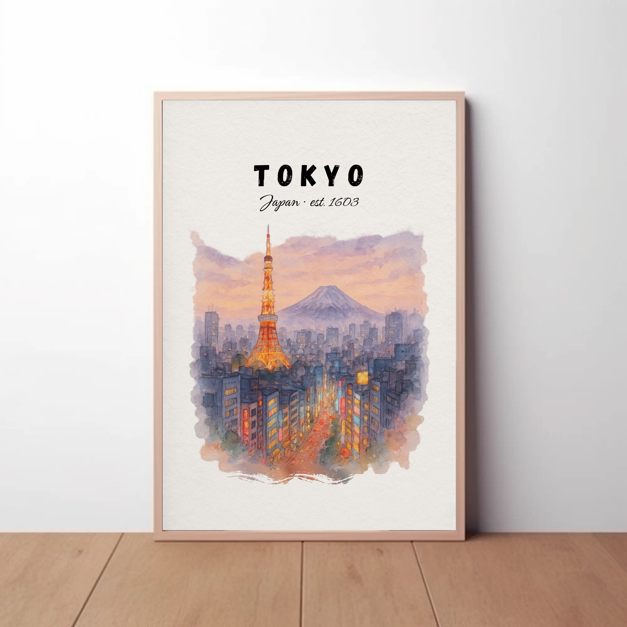 Tokyo Tower & Mount Fuji Print: Japan Travel Poster