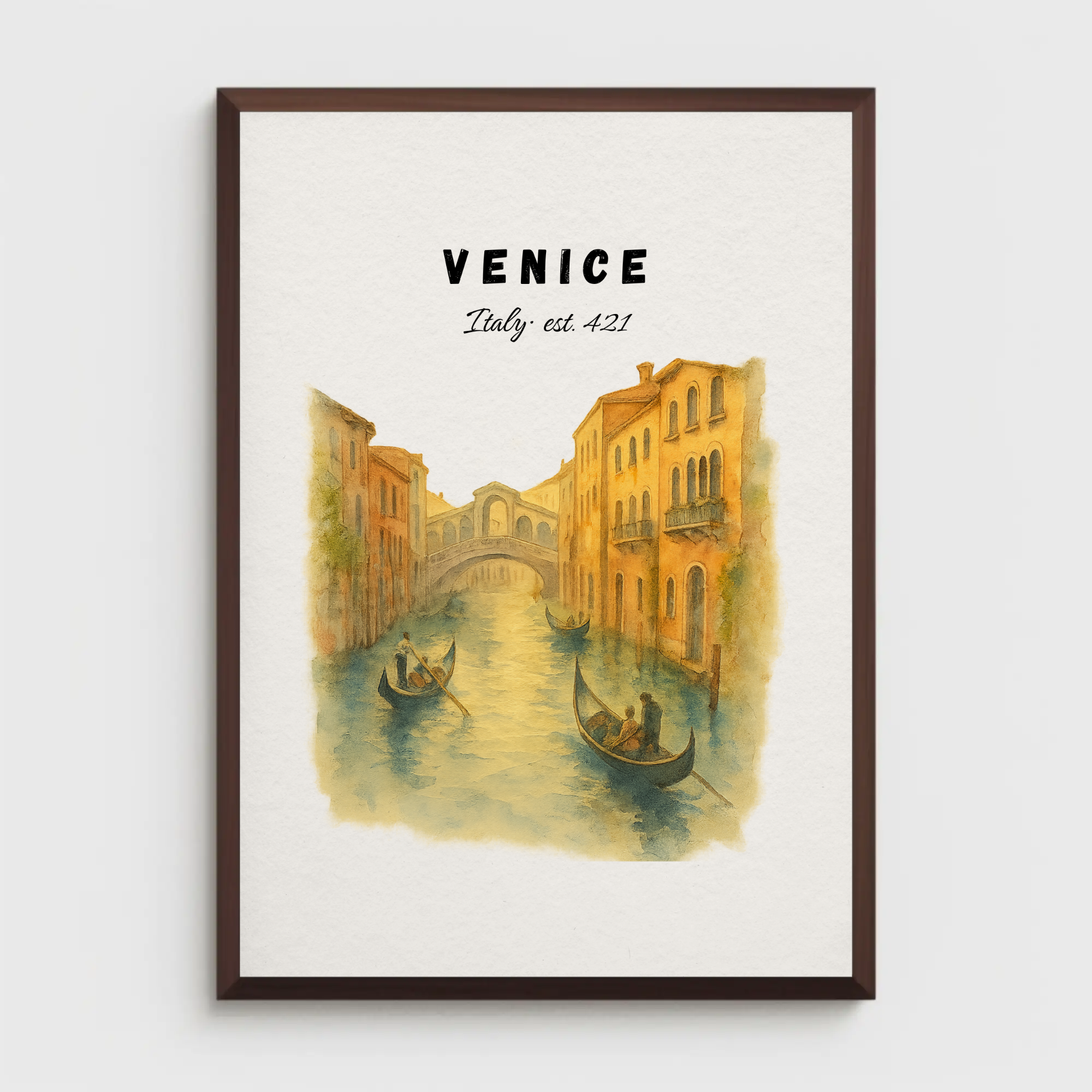 Venice Wall Art Print: Italian Gondola Poster, Vintage Canal City Decor