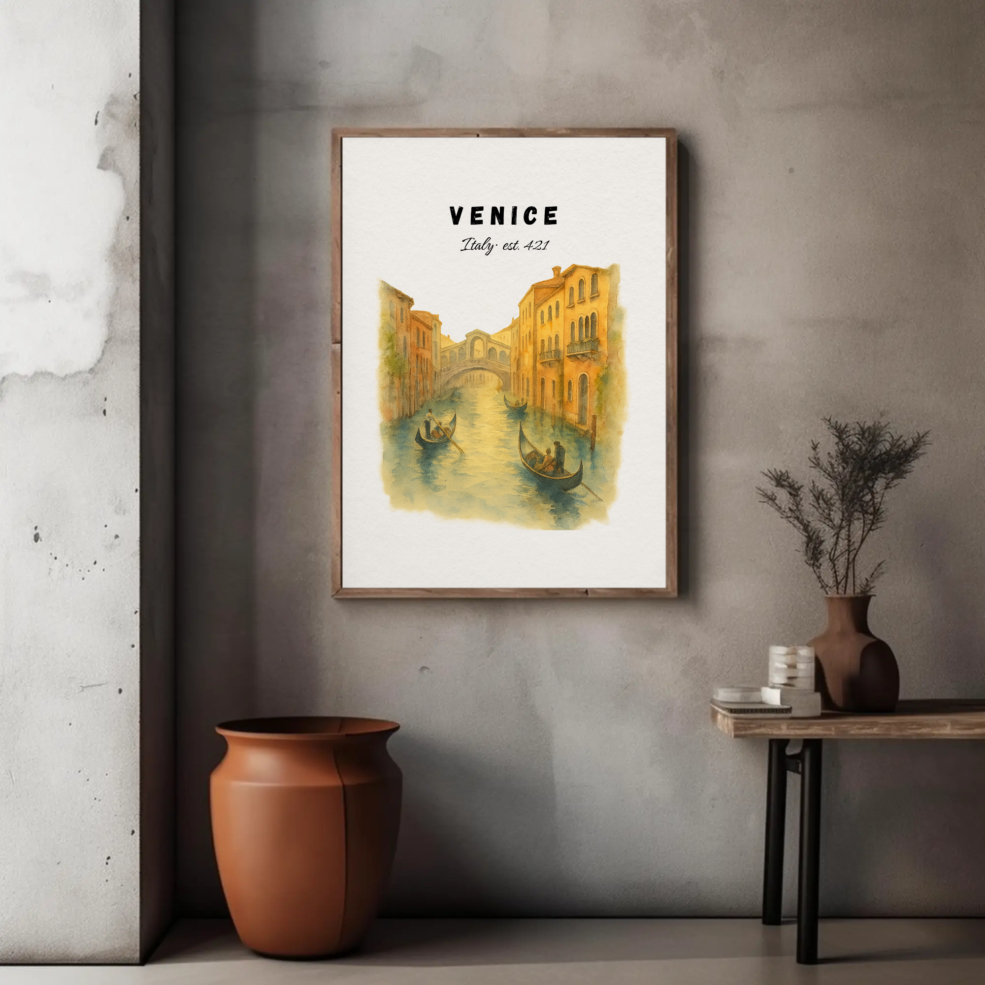 Venice Wall Art Print: Italian Gondola Poster, Vintage Canal City Decor