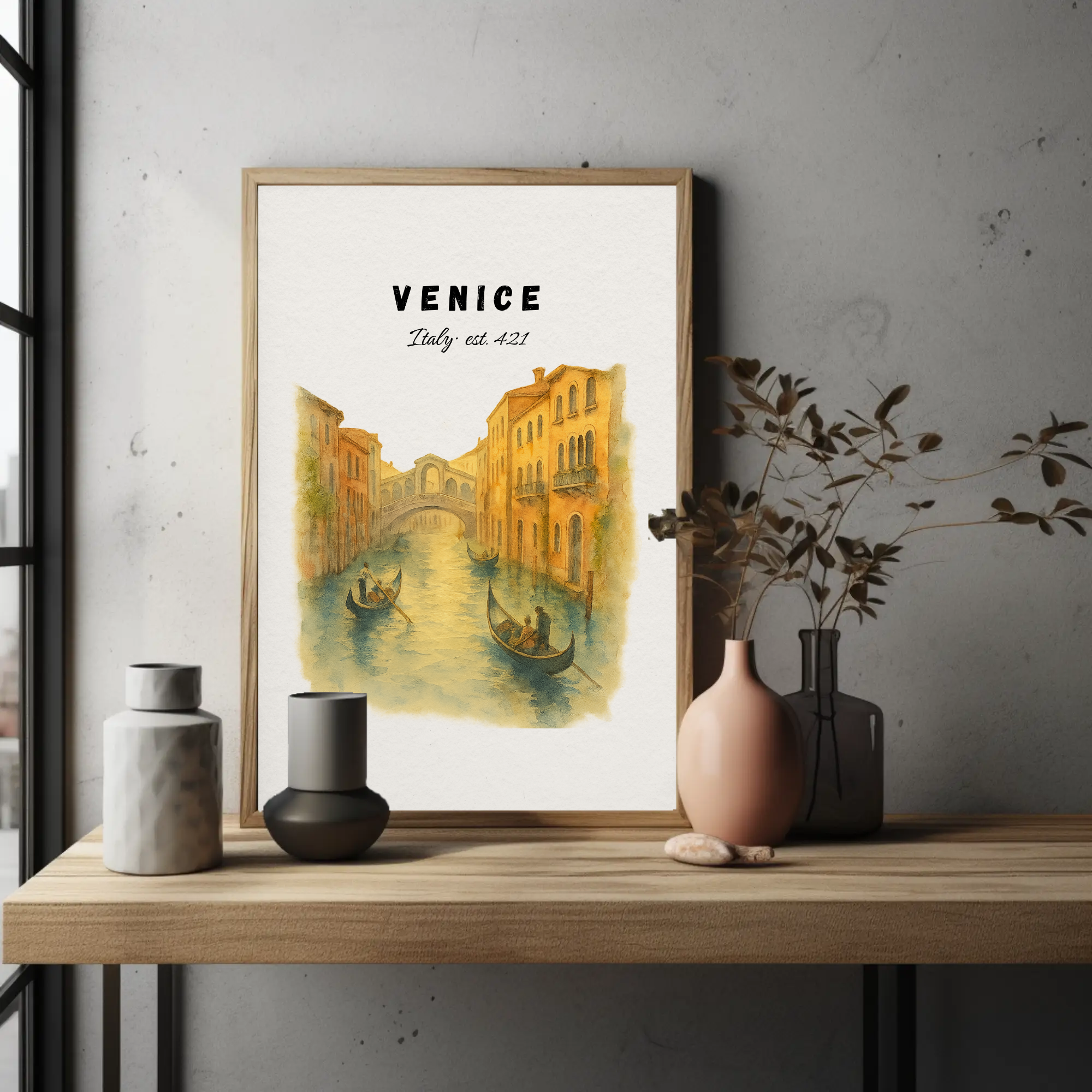 Venice Wall Art Print: Italian Gondola Poster, Vintage Canal City Decor