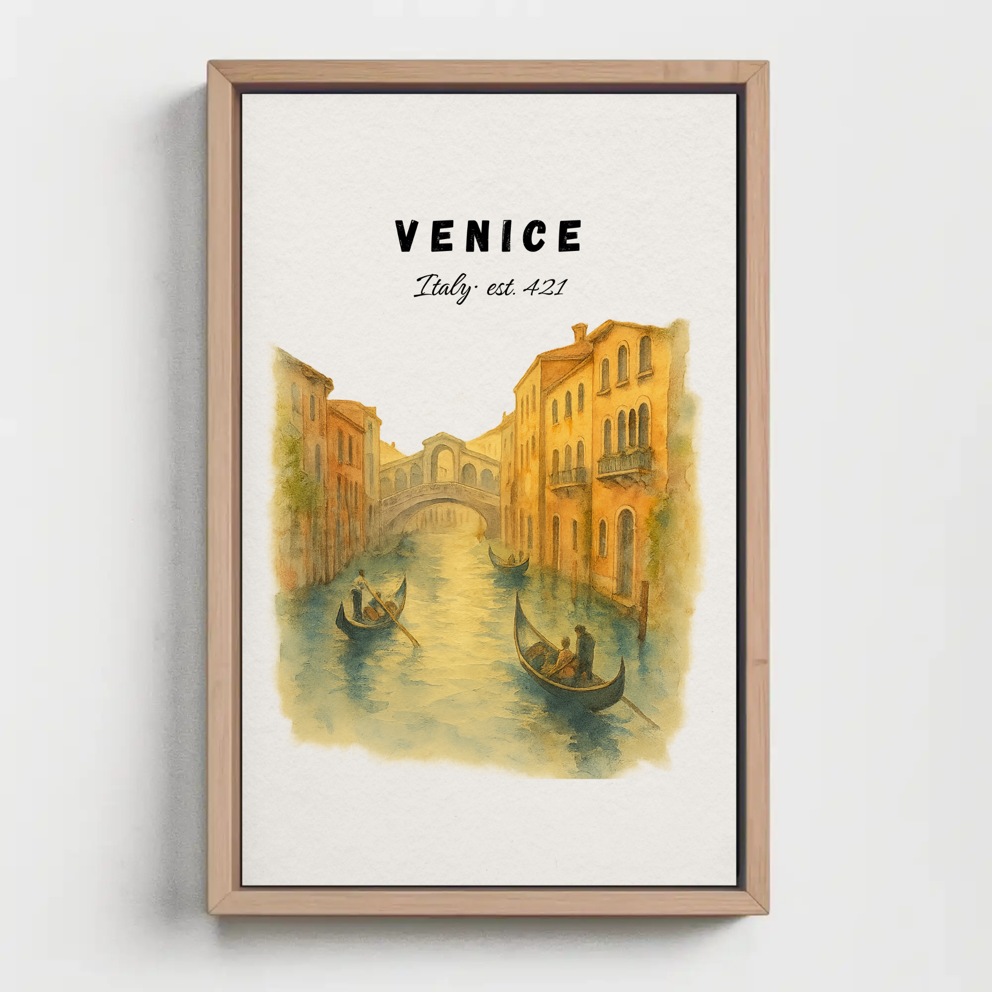 Venice Wall Art Print: Italian Gondola Poster, Vintage Canal City Decor
